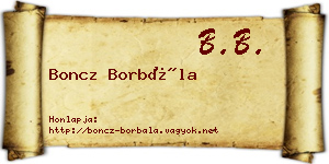 Boncz Borbála névjegykártya